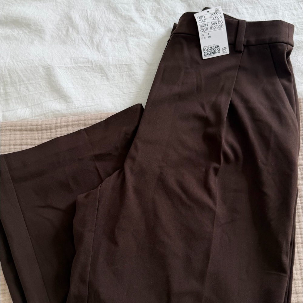 H&M Women's Dark Brown Straight Leg Pants
